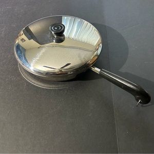 Large Revere Ware 10" Skillet Copper Bottom Pan and Lid Stove Top Cooking